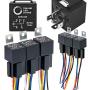 ONLINE LED STORE 6 Pack Bosch Style 5-Pin 12V Relay Kit [Interlocking Harness Socket Holder] [14 AWG Hot Wires] [SPDT] [30/40 Amp] 12 Volt Automotive Relays for Auto Fan Cars