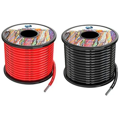 12 awg 3.3mm² Silicone Electrical Wire Cables 60 Feet [30ft Black and 30ft Red] 12 Gauge High Temp 200 deg C 600V Soft and Flexible Hook Up oxygen free Stranded Tinned copper wire Model Battery Cable