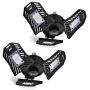 LED Garage Lights Deformable 2 Pack - Garage Lights Ceiling Led 60W 6000LM 6000K for Garage (No Motion Activated), Black, Retinabc