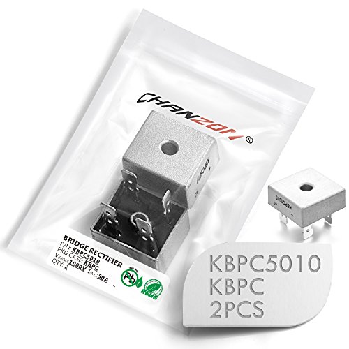 (Pack of 2 Pieces) Chanzon KBPC5010 Bridge Rectifier Diode 50A 1000V KBPC Single Phase, Full Wave 50 Amp 1000 Volt Electronic Silicon Diodes