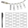 210PCS White Cable Labels with Mark Pen, Waterproof Cord Labels,Self Adhesive Wire Labels Printable A4 Sheet for Laser Printer and Handwriting Cable Organize