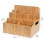 Bamboo Charging Station Organizer with Extension Extra Storage for Smartphones, Tablets, iPhone iPad, Samsung Devices Macbooks Laptops remotes & More