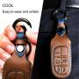 Leather Car Key Fob Cover, Suit for Keyless Control for Jeep Grand Cherokee Dodge Challenger Charger Dart Durango Journey Chrysler 200 300 Fiat … (B-Brown) …