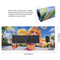 Bimor Extended Gaming Mouse Mat/Pad - Large, Wide (Long) Custom Professional Mousepad, Stitched Edges, Ideal for Desk Cover, Computer Keyboard, PC and Laptop (90x40 cuteblonde)