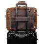 TIDING Mens Leather 17.3 Inch Laptop Backpack Convertible Briefcase Messenger Bag - Brown