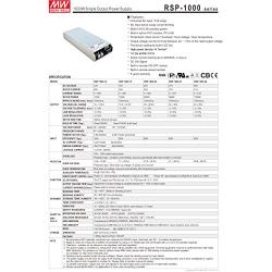 Mean Well RSP-1000-27 Enclosed Switching AC-to-DC Power Supply, Single Output, 27V, 0-37.0A, 999W, 1.6'' H x 5.0'' W x 11.6'' L