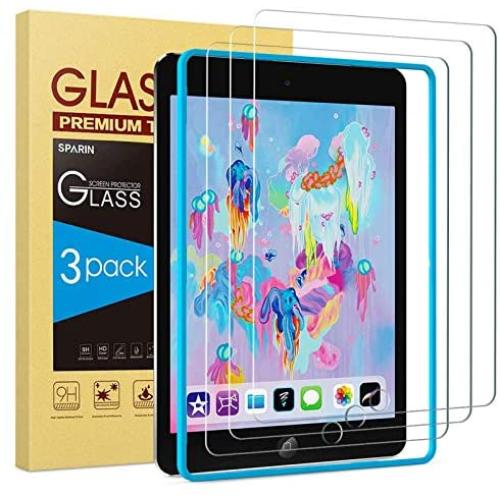 SPARIN 3 Pack Glass Screen Protector Compatible with iPad 6th Generation 9.7 inch/iPad Pro 9.7, Tempered Glass, Alignment Frame