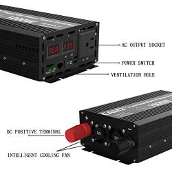 CAM2 1000W Pure Sine Wave Power Inverterr, Peak Power 2000W, DC 12V to 110V AC with 1AC Outlet and 2 LED Display