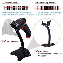 Tera Barcode Scanner Wireless Versatile 2-in-1 (2.4Ghz Wireless+USB 2.0 Wired) Rechargeable 1D Barcode Reader USB Handheld Bar Code Scanner Wireless with Stand