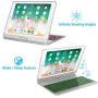 iPad Keyboard Case 9.7 for iPad 2018 (6th Gen) - 2017 (5th Gen) - iPad Pro 9.7 - iPad Air 2 & 1, 7 Color Backlit Keyboard Case/360 Rotate Wireless/BT Keyboard Case with Auto Sleep/Wake (Silver)