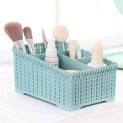 Makeup Organizer, Cosmetic Storage Box Holder for Bathroom Vanity, Cabinet, Counters,Kitchen Utensils, Jewelries and Gad,Office Supplies,Versatile Sorting Box with 4 Compartments Blue