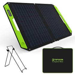Upgrade Topsolar 60W Foldable Solar Panel Battery Charger Kit for Portable Generator Power Station Cell Phones Laptop 12V Car Boat RV Trailer Battery Charge (Dual 5V USB & 19V DC Output)