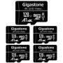 Gigastone 128GB 5-Pack Micro SD Card, 4K UHD Video, Surveillance Security Cam Action Camera Drone Professional, 95MB/s Micro SDXC UHS-I A1 Class 10