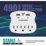 Surge Protector USB Wall Mount- Multi Plug Outlet Expander Surge Protector Wall Mount with 2 USB Charging Ports for Home/School/Office