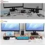 AMERIERGO Dual Monitor Stand Riser- 3 Shelf Screen Stand with Adjustable Length and Angle, 2 Extra Functional Slot Desktop Organizer Stand for PC, Computer, Laptop (Light Wood)