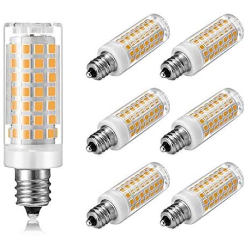 E12 LED Bulb Dimmable 7W C7 Bulb Equivalent to E12 Halogen Bulb 60W, Warm White 3000K T6 Base 120V E12 Candelabra Bulbs for Ceiling Fan, Chandelier Lighting, Kx-2000 Bulbrite Replacement (6 Pack)