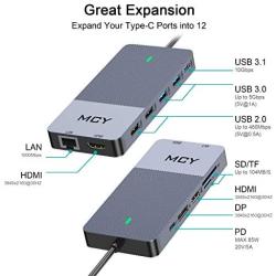 USB C Docking Station,MCY 12-in-1 Triple Display Docking Station Dual Monitor USB C Hub Displayport with Dual HDMI,100W PD, Ethernet, Card Reader Compatible with MacBook Pro, XPS 13, Usb c Dock