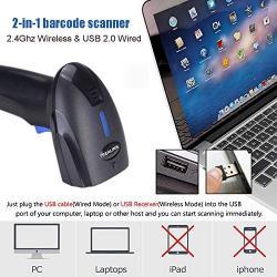 REALINN Wireless 1D Laser Barcode Scanner Handheld Cordless Rechargeable Bar Code Reader with USB Receiver for Warehouse, Supermarket, Retail Store Scanning Inventory