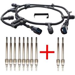 Glow Plug Harness 6.0 Powerstroke 5C3Z-12A690-A, 4C2Z-12A690-AB, Glow Plug Harness With 10 Pcs Diesel Glow Plugs Kit Fit For 2004-2010 Ford 6.0L V8 Powerstroke, Ford F-250 F-350 F-450 E-350 E-450