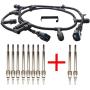 Glow Plug Harness 6.0 Powerstroke 5C3Z-12A690-A, 4C2Z-12A690-AB, Glow Plug Harness With 10 Pcs Diesel Glow Plugs Kit Fit For 2004-2010 Ford 6.0L V8 Powerstroke, Ford F-250 F-350 F-450 E-350 E-450