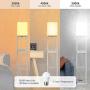 SUNMORY Shelf Floor Lamp with 3-Way Dimmable LED Bulb,Standing Lamp by Solid Wood with 2 USB Ports & 1 Power Outlet & 1 Drawer，Corner Storage Standing Bookshelf Lamp for Bedroom and Living Room
