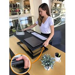 DeskDoc Premium Standing Desk Converter, 32in x 20in Workspace, Sit to Stand in Seconds, Adjust Height with Ease, Pre-Assembled, Strong and Sturdy Design, (Black)