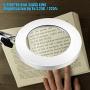 LANCOSC LED Magnifying Lamp with Clamp, Stepless Dimmable, 3 Color Modes, 5-Diopter 4.3″ Real Glass Lens, Adjustable Swivel Arm Lighted Magnifier Light for Desk Table Craft Workbench Close Work-2.25X
