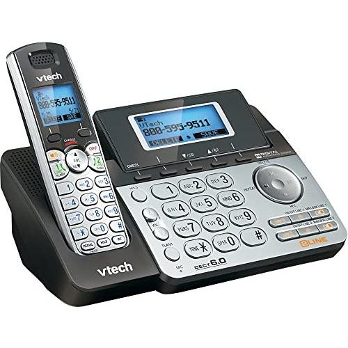 VTech DS6151 2-Line Cordless Phone System for Home or Small Business with Digital Answering System & Mailbox on each line, Black/silver