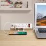 Desk Clamp Power Strip, Desktop Clamp Mount Power Outlet with 2 USB Ports, 4 AC Outlets, Mountable Desk Outlet Removable Power Plugs with 6.56ft Power Cord (4AC2USB-White)