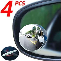 Car blind spot mirror 4pcs, convex mirror, round frameless HD wide-angle glass rearview mirror, 360 ° swing adjustment, suitable for all cars, SUV and trucks