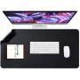 Soyan Dual-Sided PU Leather Desk Pad/Mouse Pad for Office & Home, Waterproof Desk Blotter Pad with Comfortable Writing Surface, 23.6”x13.8” (Black)