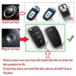 M.JVisun Soft Silicone Rubber Carbon Fiber Texture Case for Audi Flip Car Remote Key Fob Cover for Audi A1 A3 A4 A6 A8 Quattro Q2 Q3 Q7 R8 RS3 RS6 S3 S6 TT TTS Remote Key - Black - Weave Keychain