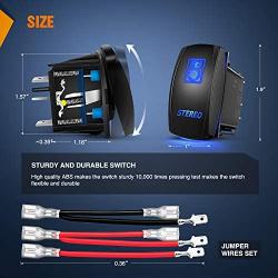 Nilight LED Light Bar Rocker Switch STEREO Rocker Switch 5 Pin Laser On/Off Switch 20A/12V 10A/24V Switch Jumper Wires Set,2 years Warranty (90006B)