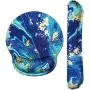 HAOCOO Keyboard Wrist Rest and Ergonomic Mouse Pad Wrist Support Set with Non-Slip Backing Memory Form-Filled, Easy-Typing and Pain Relief for Gaming Office Computer Laptop (Blue&Gold Marble)