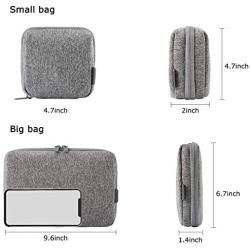 BAGSMART Cable Electronic Organizer Travel Packing Gadgets Bag Pouch for 7.9 inch ipad, Cables, Mouse, Phone, USB, SD Card, 2Pcs(Grey)