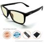 J+S Vision Blue Light Shield Computer Reading/Gaming Glasses - 0.0 Magnification - Anti Blue Light 100% UV Protection Low Color Distortion, Classic Black Frame - Essential Gaming Gear