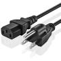 TNP Universal Power Cord (1 Feet) - NEMA 5-15P to IEC320C13 Power Cable Wire Connector Socket Plug Jack - Black