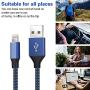 UNEN iphone Charger（3/3/6/6/10FT）5 Pack-Black and Blue