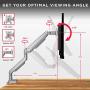 Krieger Single Monitor Mount, Premium Gas Spring Aluminum Arm, LCD LED Computer Desk Stand Holds Screens Size 17 to 32 in and 19.8 lbs, Detachable VESA Compatible Plate, Full Motion Articulating Arm