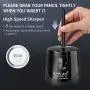 Battery Powered Electric Pencil Sharpener, Fast Sharpen, Suitable for No.2/Colored Pencils(6-8mm), School/Classroom/Office/Home（2 AA batteries，2 replacement blades and 1 brush included） (Black)