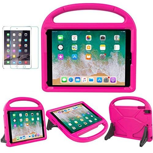 iPad 9.7 2018 / 2017 / Air 1/2 / Pro 9.7 Case for Kids - SUPLIK Durable Shockproof Protective Handle Bumper Stand Cover with Screen Protector for iPad 9.7 inch 5th/6th Generation, Pink