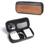 PU Leather & Canvas Electronic Organizer, Small Tool Bag Pencil Case Pill Box, Waterproof Travel Cable Organizer Tech Gadgets Carrying Zipper Pouch for Cord Phone Chargers Power Bank Earphone (Black)