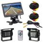 HD Backup Camera and Monitor Kit 7 Inch LCD Rear View Monitor Easy Installation for Cars, Trucks, Pickups, Hard-Wired Dual Waterproof Night Vision Camera Continuous Use Grid Lines