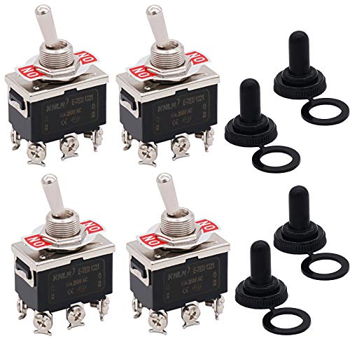 Twidec / 4PCS Heavy Duty Rocker Toggle Switch 20A 125V DPDT 2 Position 6 Pin ON/ON Switch with Metal Bat Waterproof Cap Warranty Ten-1321-4PCS