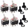 Twidec / 4PCS Heavy Duty Rocker Toggle Switch 20A 125V DPDT 2 Position 6 Pin ON/ON Switch with Metal Bat Waterproof Cap Warranty Ten-1321-4PCS