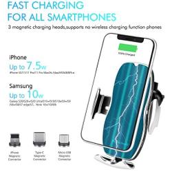 Wireless Car Charger, 10W Auto-Clamping Qi Fast Charging Car Mount Charger Air Vent Phone Holder for iPhone 12/12 Pro/SE/11/11 Pro/11 Pro Max/XS Max, Galaxy S20/S20 Plus/Note10, All Smartphone