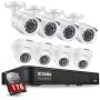 ZOSI H.265+ 1080p Home Security Camera System Outdoor Indoor, 5MP Lite 8 Channel DVR Recorder and 8 x 1080p Weatherproof CCTV Bullet Dome Camera, Remote Access, Motion Alerts (1TB Hard Drive Built-in)