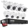 ZOSI H.265+ 1080p Home Security Camera System Outdoor Indoor, 5MP Lite 8 Channel DVR Recorder and 8 x 1080p Weatherproof CCTV Bullet Dome Camera, Remote Access, Motion Alerts (1TB Hard Drive Built-in)