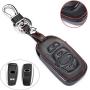Royalfox(TM) 2 3 Buttons Leather Smart Remote Key Fob case Cover Keychain for Subaru Forester Sti 2016 2017/2017 2018 Outback Impreza/2015 2016 XV Crosstrek / 2014-2017 BRZ (Leather with Keychain)