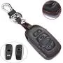 Royalfox(TM) 2 3 Buttons Leather Smart Remote Key Fob case Cover Keychain for Subaru Forester Sti 2016 2017/2017 2018 Outback Impreza/2015 2016 XV Crosstrek / 2014-2017 BRZ (Leather with Keychain)